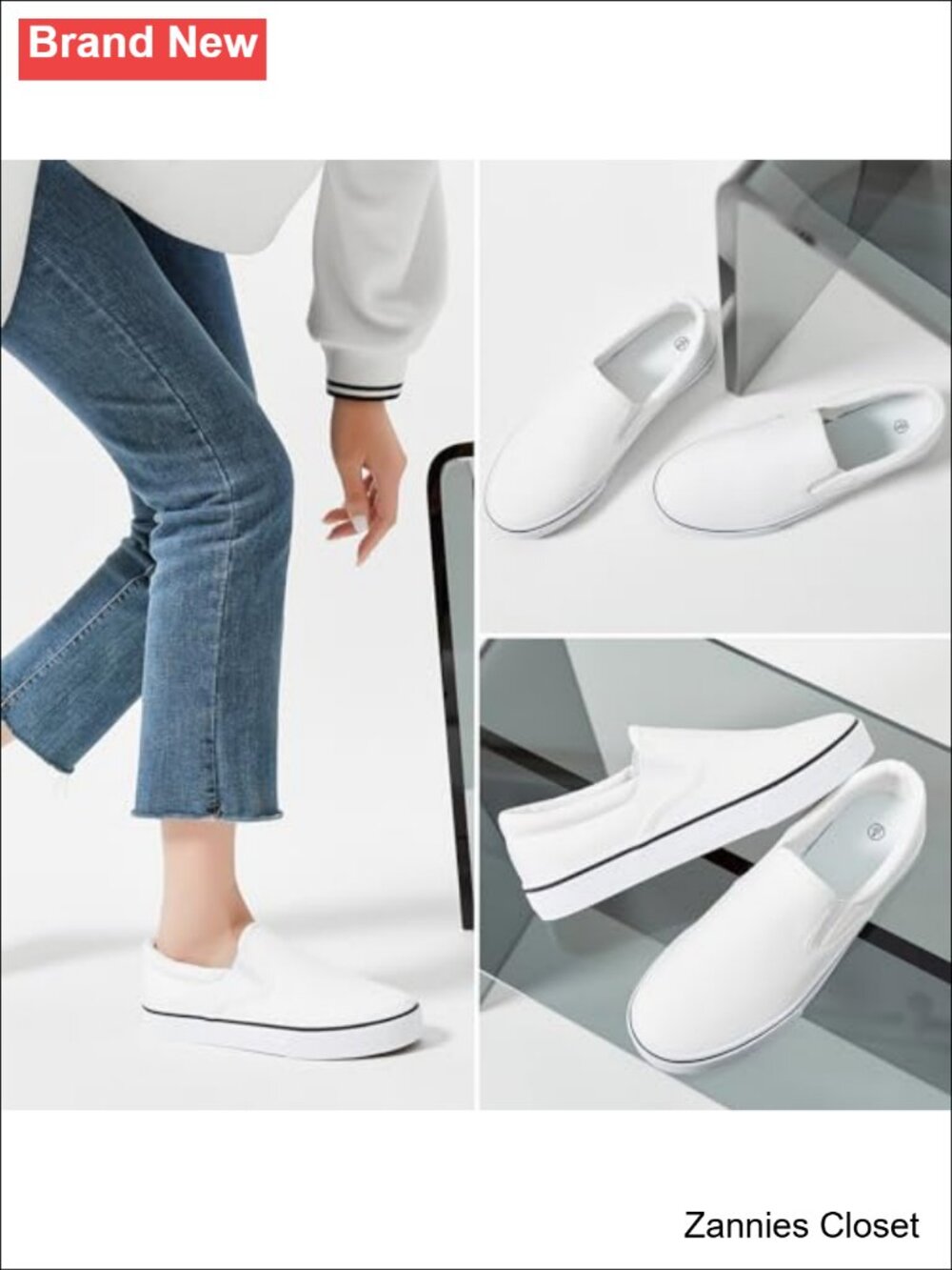 ✨ Women's Canvas Slip On Sneakers Non Slip Loafers Breathable Comfortable - Picture 5 of 6